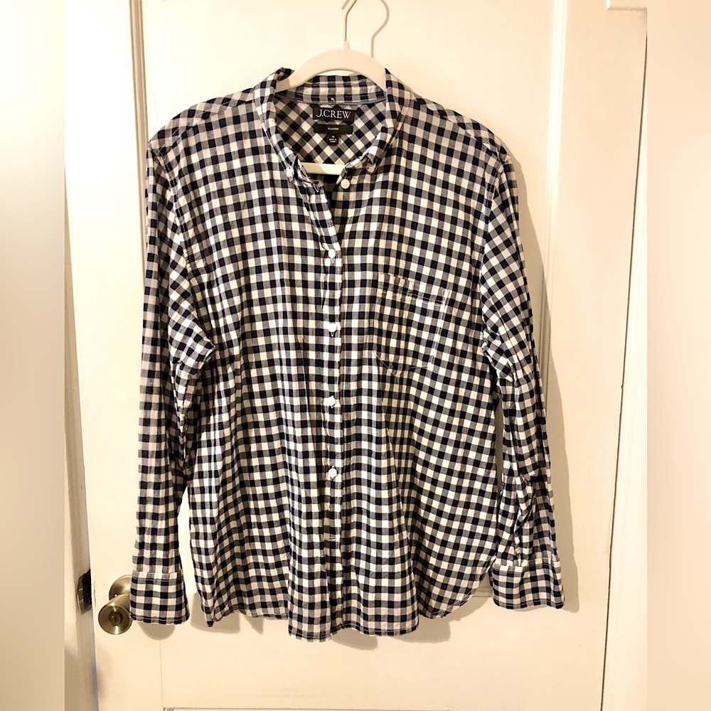 Button down shirt. Classic fit, gingham. Dark blue/white.